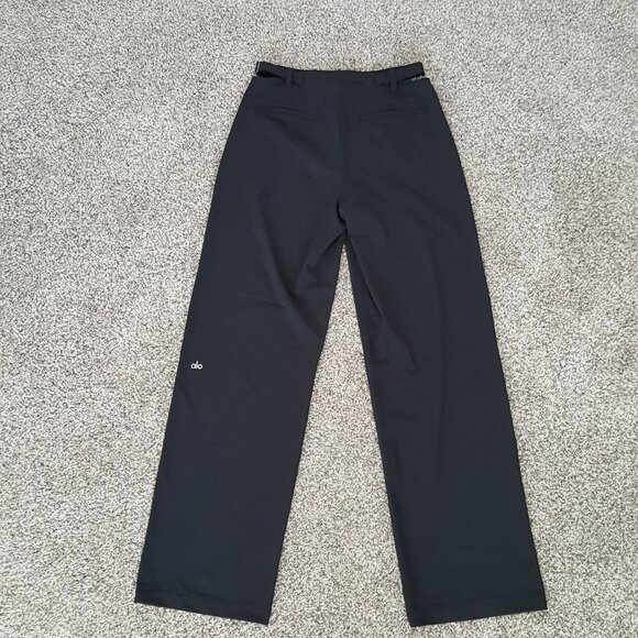 ALO Yoga Mid Rise Showdown Trouser Pant Black XS Straight Wide Leg Hip Cut Outs - Picture 6 of 17